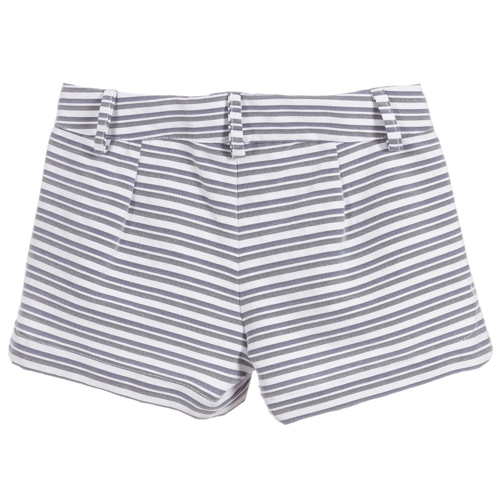 Piccola Ludo-Grey Striped Viscose Shorts | Childrensalon Outlet