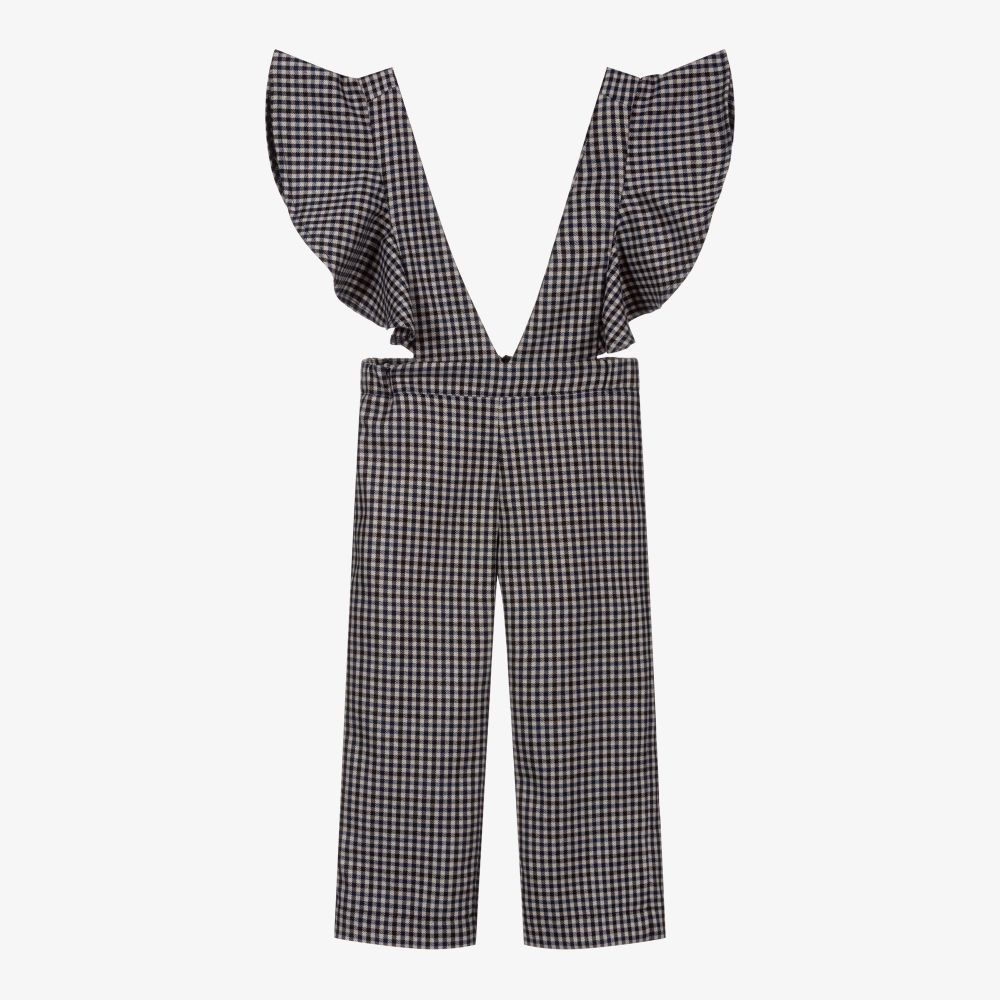 Piccola Ludo - Navy Blue Checked Trousers | Childrensalon