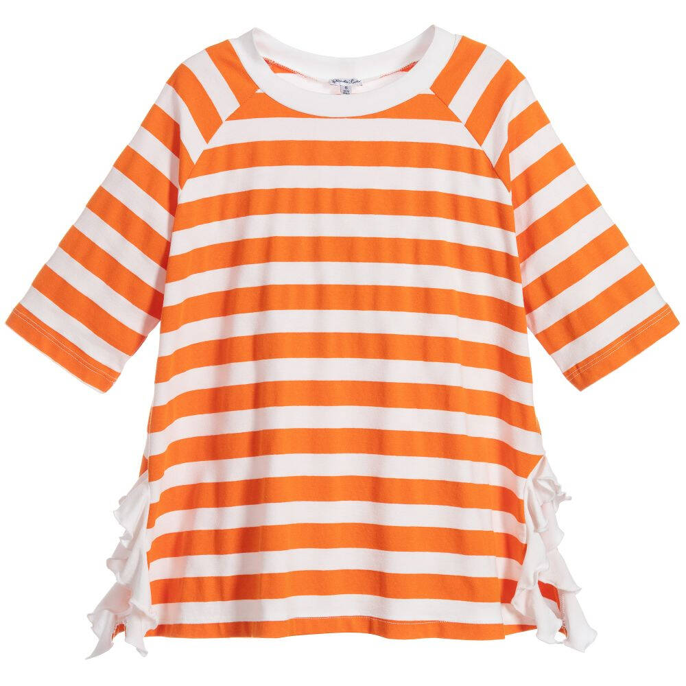 Piccola Ludo - Orange & White Jersey T-Shirt | Childrensalon