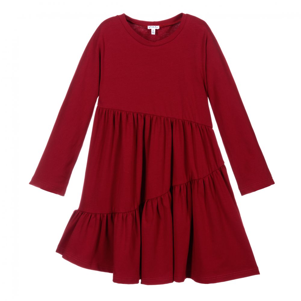 Piccola Ludo - Red Cotton Jersey Dress | Childrensalon