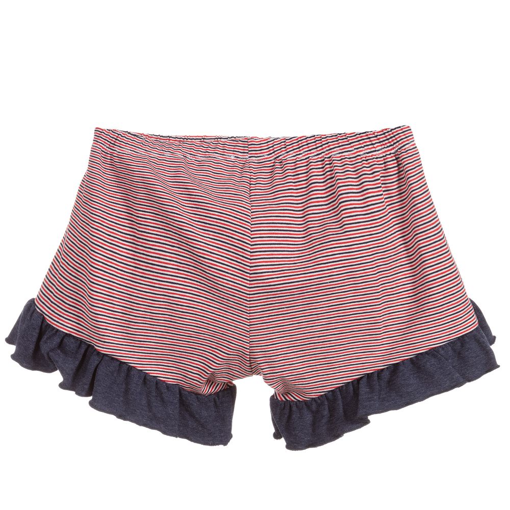 Piccola Ludo-Red Striped Viscose Shorts | Childrensalon Outlet