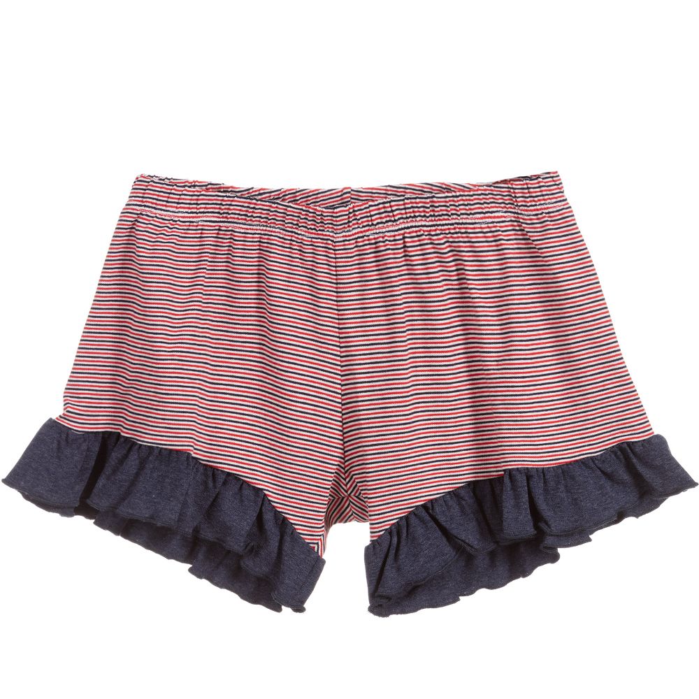 Piccola Ludo - Red Striped Viscose Shorts | Childrensalon