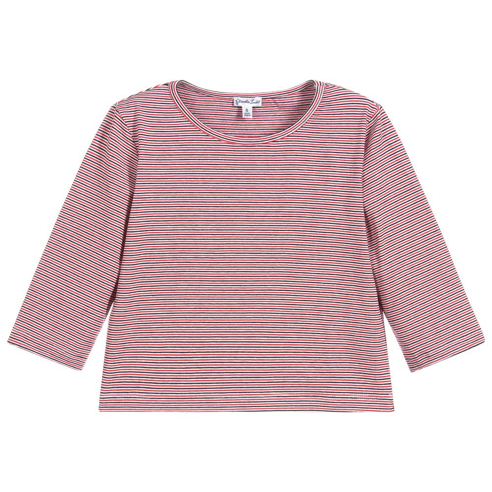 Piccola Ludo - Red Striped Viscose Top | Childrensalon