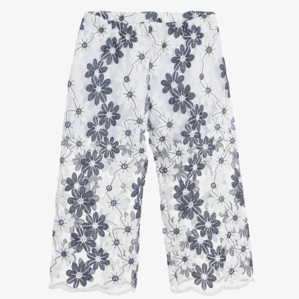 Piccola Ludo-بنطلون تول لون أبيض و كحلي للبنات | Childrensalon Outlet