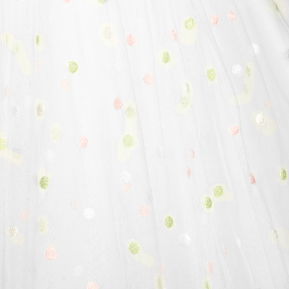 Piccola Ludo-White & Green Tulle Dress | Childrensalon Outlet