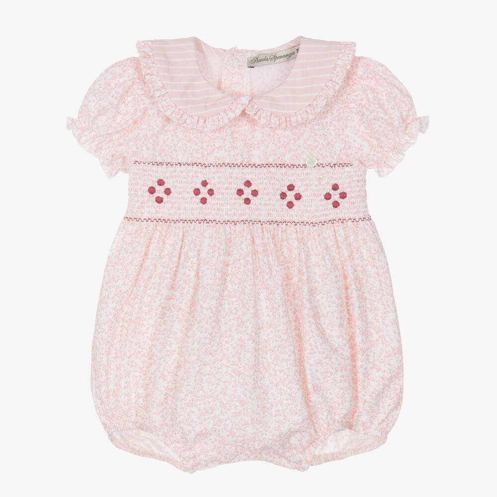 Piccola Speranza-Baby Girls Pale Pink Floral Cotton Shortie | Childrensalon Outlet