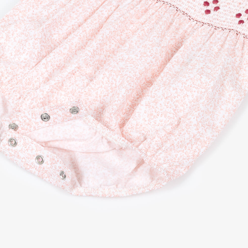 Piccola Speranza-Baby Girls Pale Pink Floral Cotton Shortie | Childrensalon Outlet