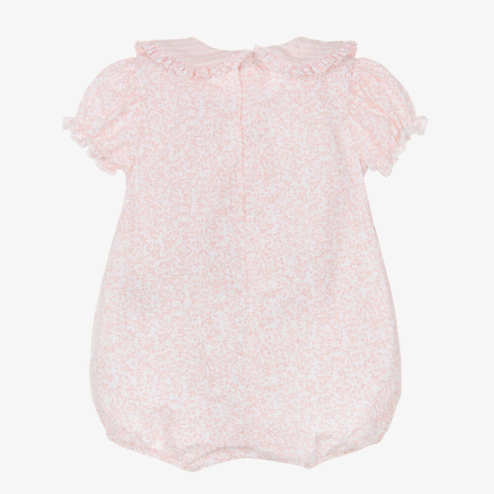 Piccola Speranza-Baby Girls Pale Pink Floral Cotton Shortie | Childrensalon Outlet