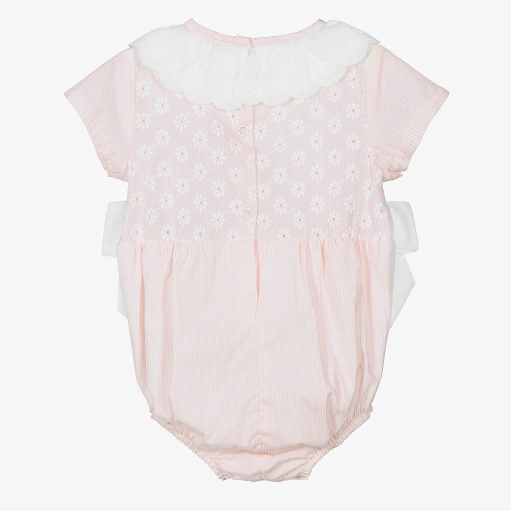 Piccola Speranza-Baby Girls Pink Striped Cotton Shortie | Childrensalon Outlet