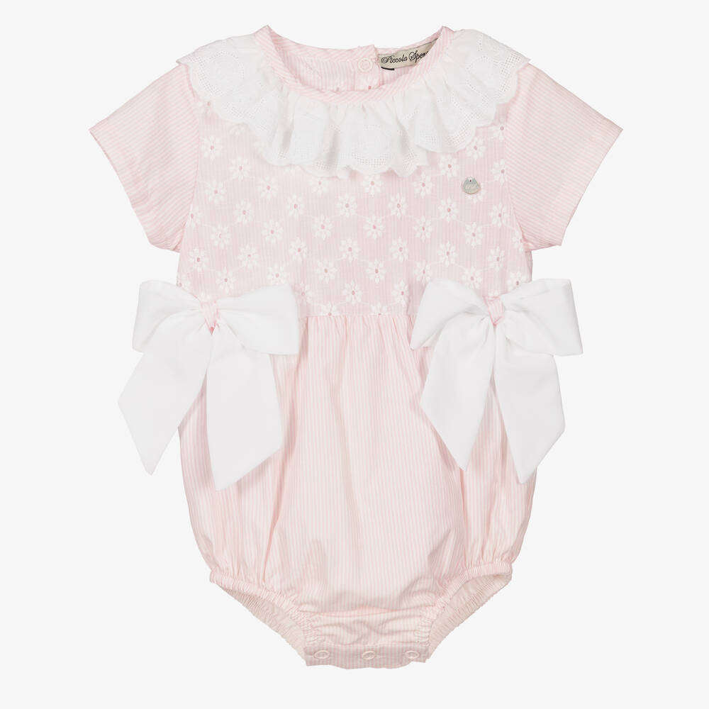 Piccola Speranza - Baby Girls Pink Striped Cotton Shortie | Childrensalon