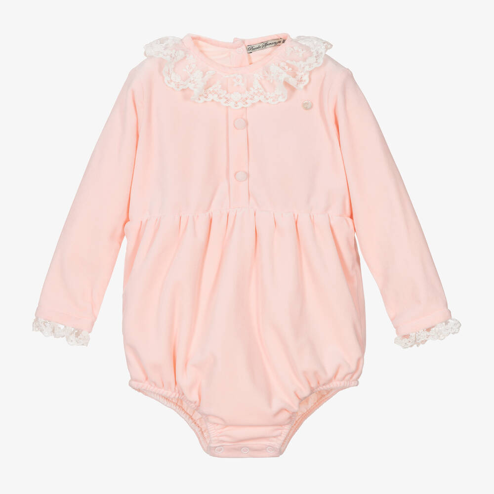 Piccola Speranza - Baby Girls Pink Velour Shortie  | Childrensalon