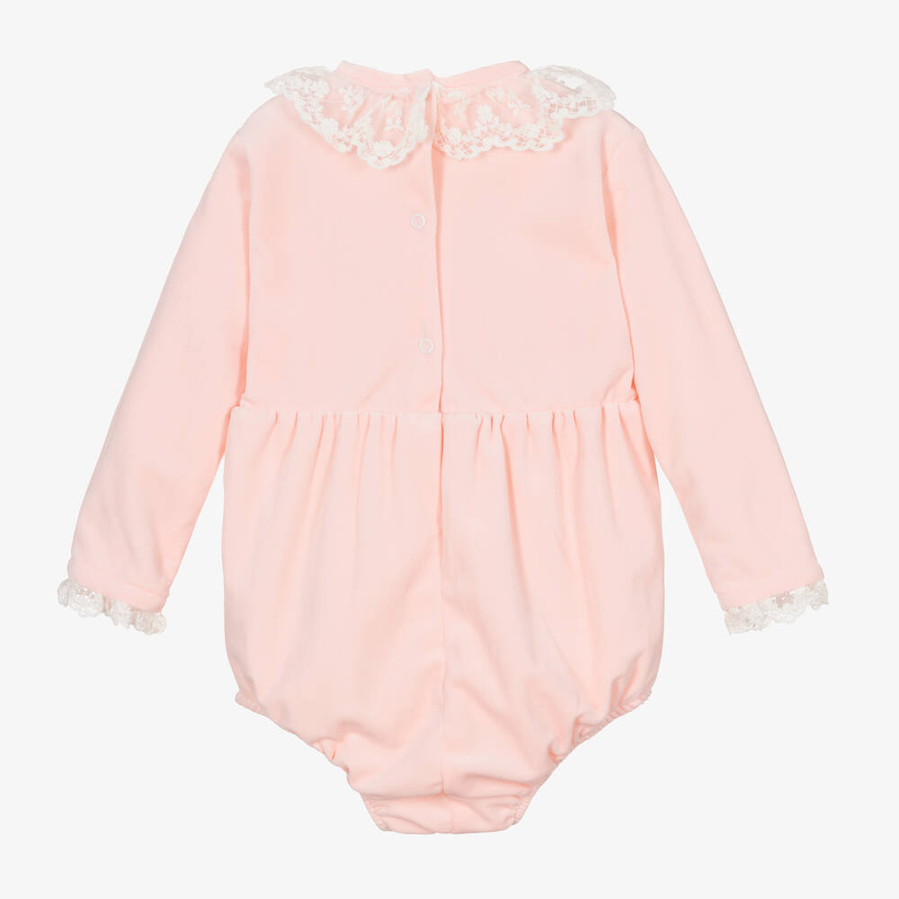 Piccola Speranza-Baby Girls Pink Velour Shortie  | Childrensalon Outlet