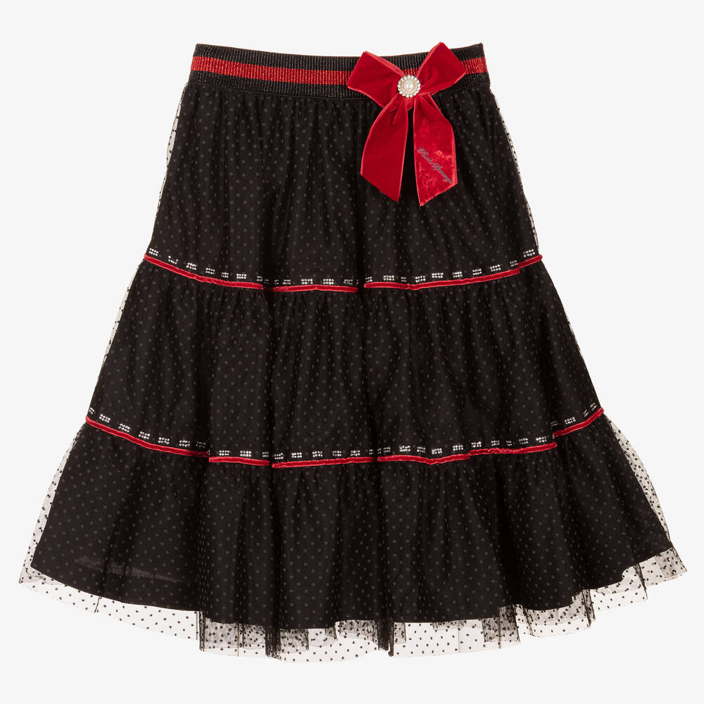 Piccola Speranza - Black & Red Tulle Skirt | Childrensalon