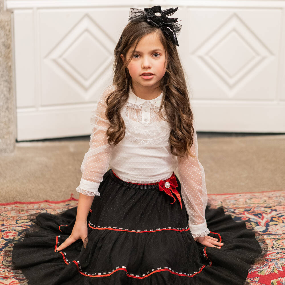 Piccola Speranza Black Red Tulle Skirt Childrensalon Outlet