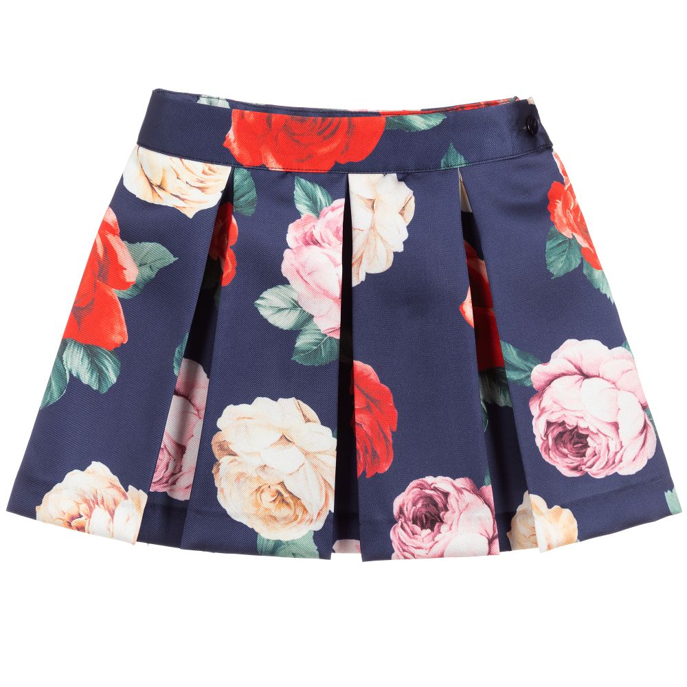 Piccola Speranza-Blue Floral Print Skirt | Childrensalon Outlet