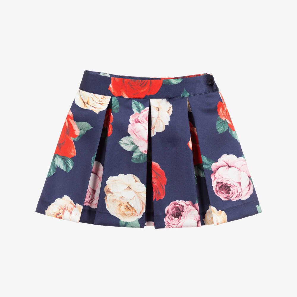 Piccola Speranza-Blue Floral Print Skirt | Childrensalon Outlet
