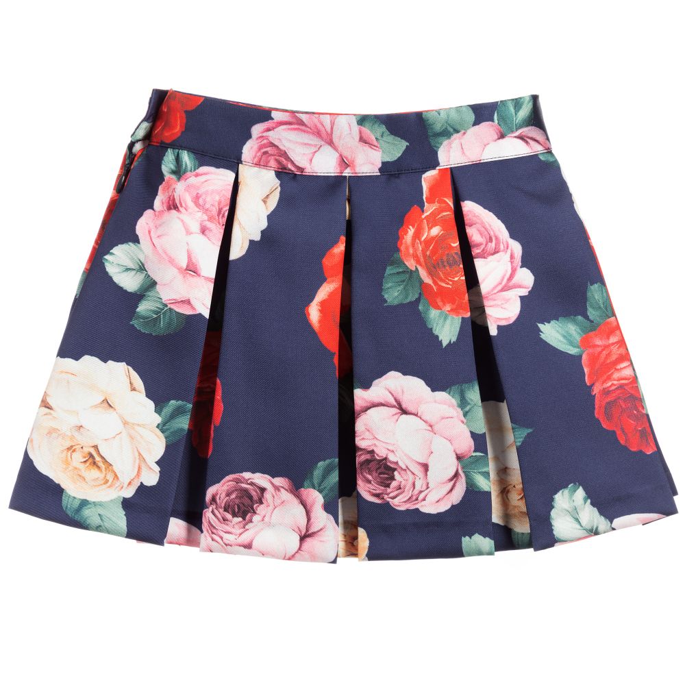 Piccola Speranza-Blue Floral Print Skirt | Childrensalon Outlet