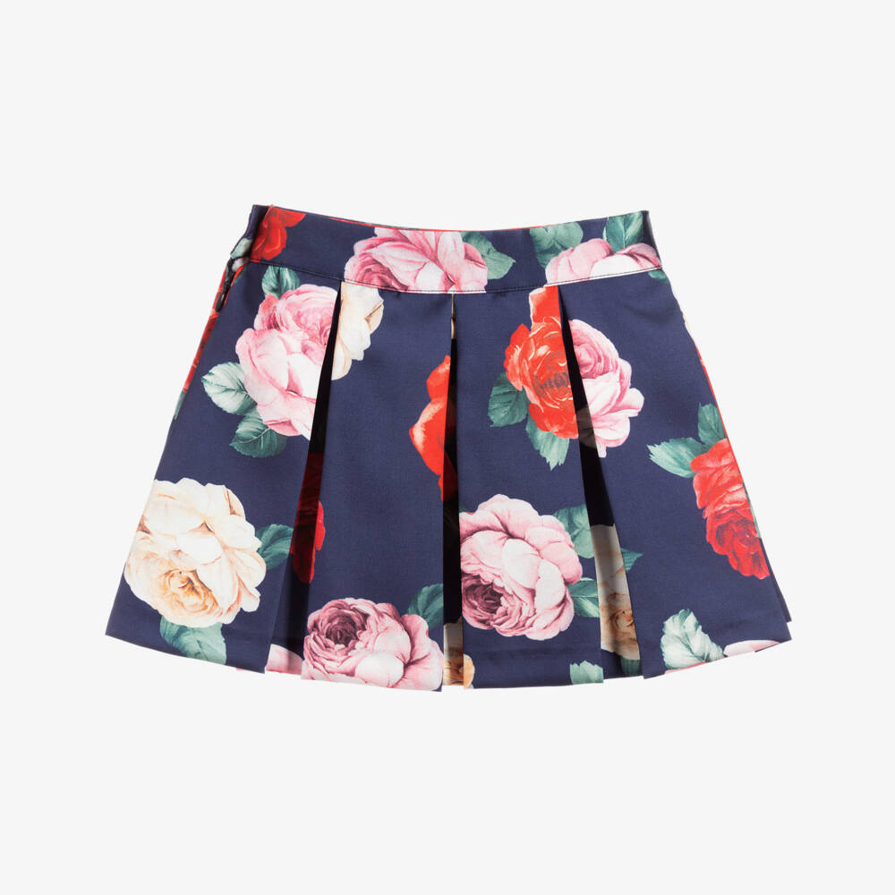 Piccola Speranza-Blue Floral Print Skirt | Childrensalon Outlet