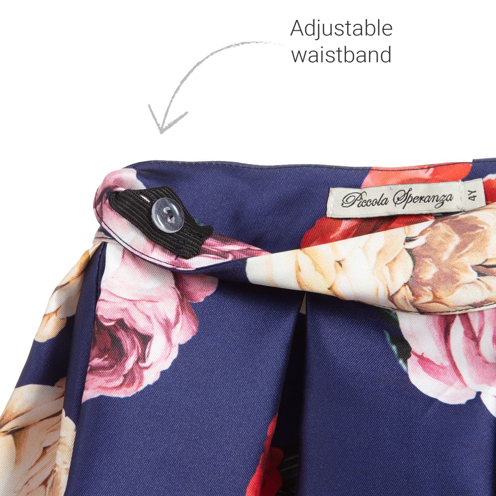 Piccola Speranza-Blue Floral Print Skirt | Childrensalon Outlet