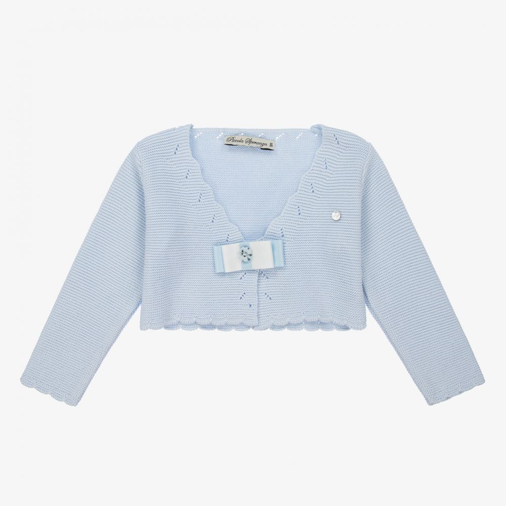 Piccola Speranza - Blue Knitted Cotton Cardigan | Childrensalon