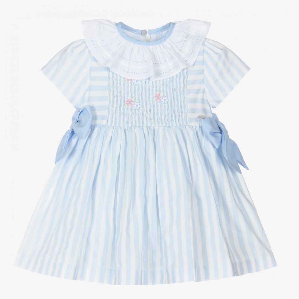 Piccola Speranza - Robe bleue rayée en coton | Childrensalon