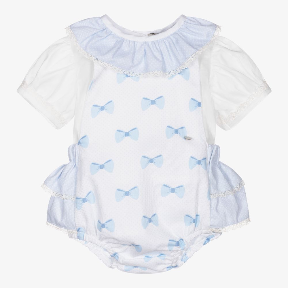 Piccola Speranza-Blue & White Cotton Shorts Set | Childrensalon Outlet