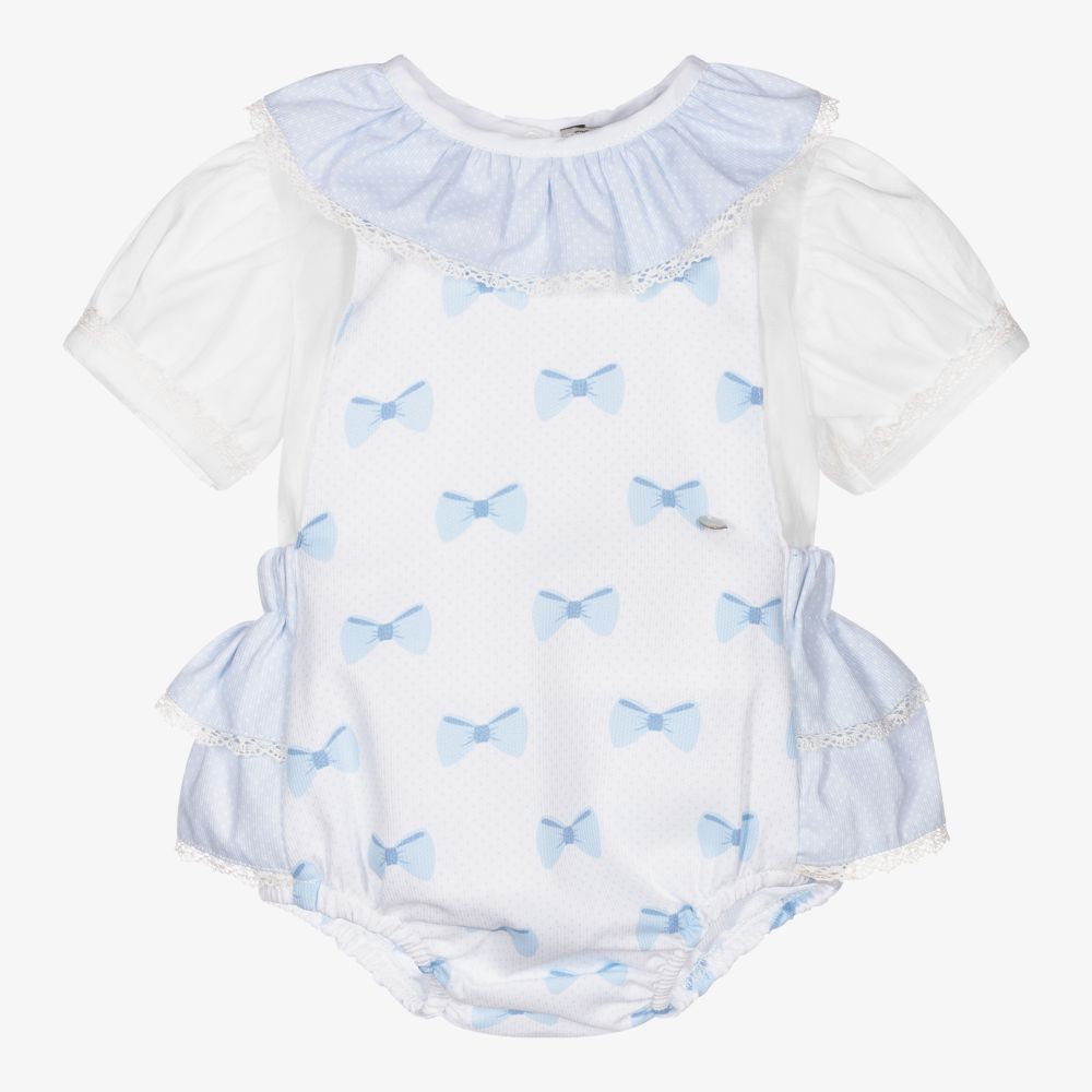 Piccola Speranza - Blue & White Cotton Shorts Set | Childrensalon