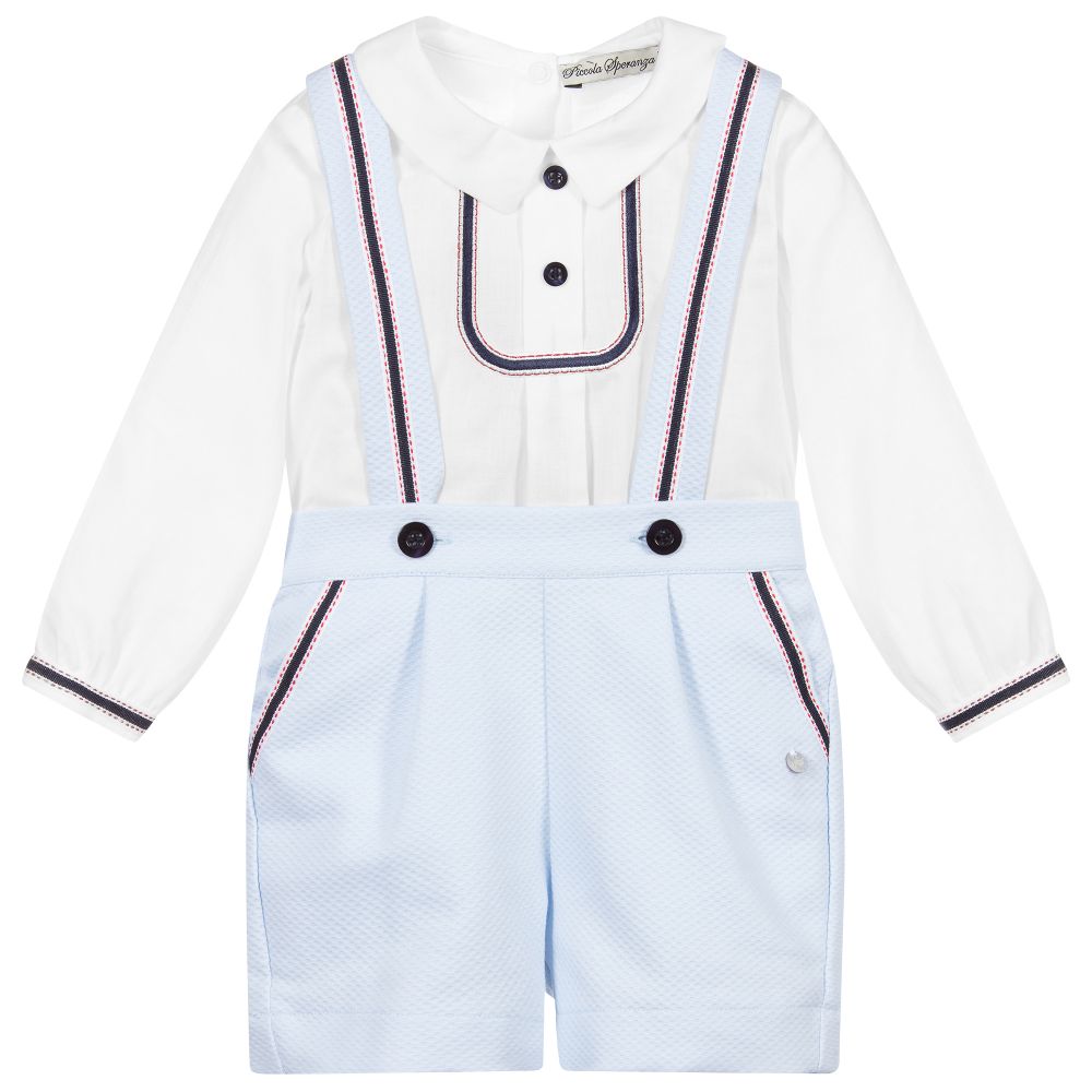 Piccola Speranza - Белый топ с голубыми шортами | Childrensalon