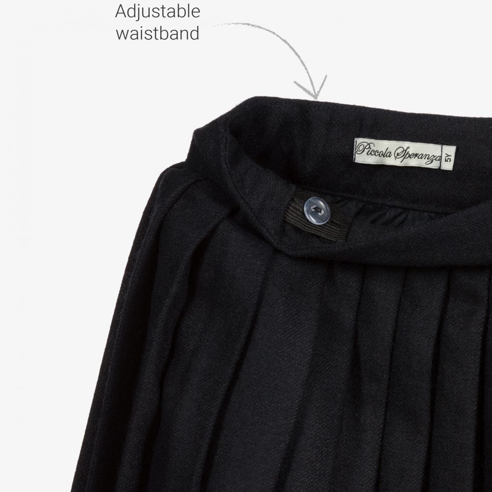 Piccola Speranza-Blue Wool Blend Pleated Skirt | Childrensalon Outlet