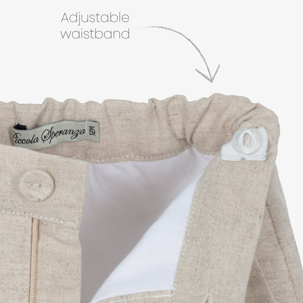 Piccola Speranza - Boys Beige & White Linen Shorts Set