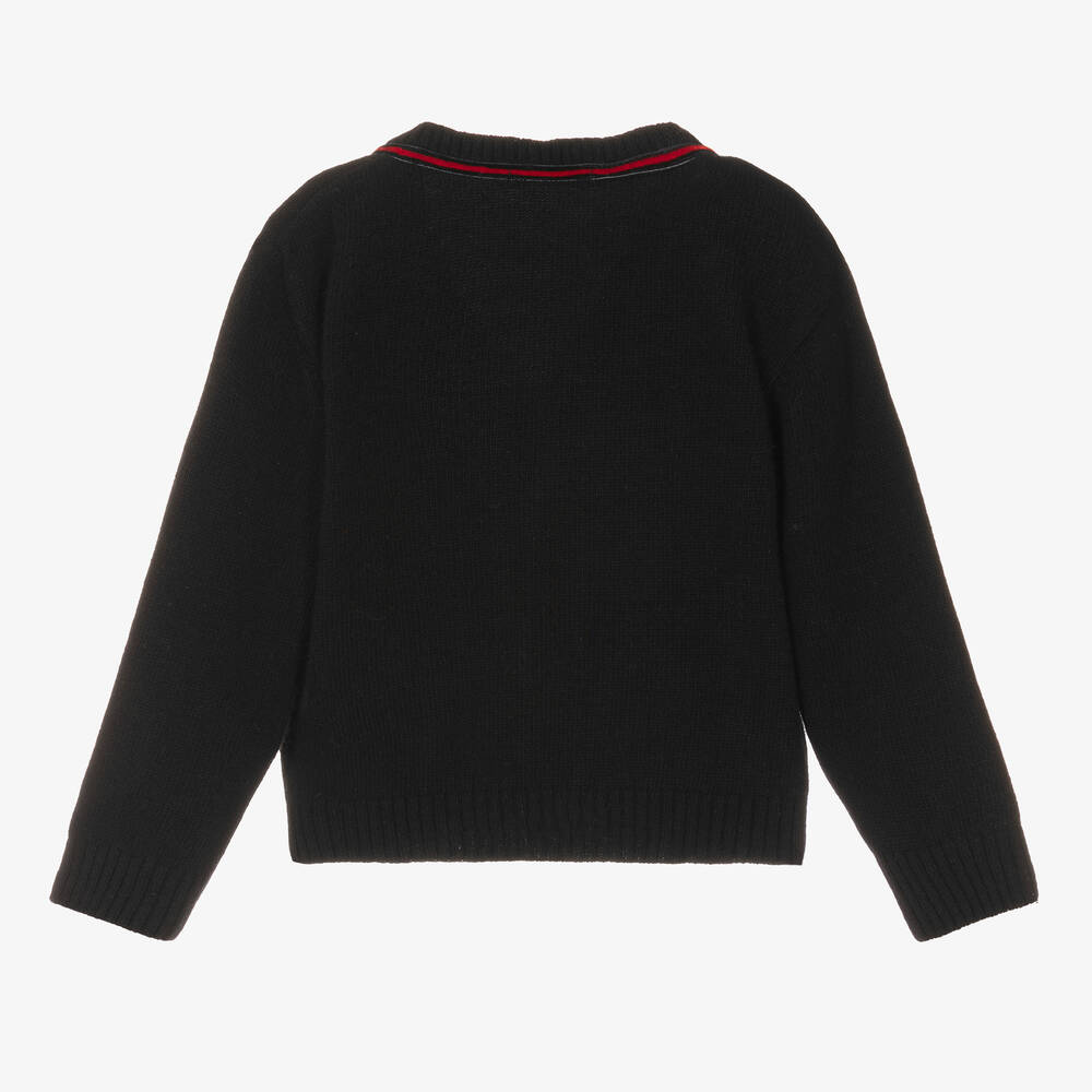 Piccola Speranza Boys Black Wool Knitted Cardigan