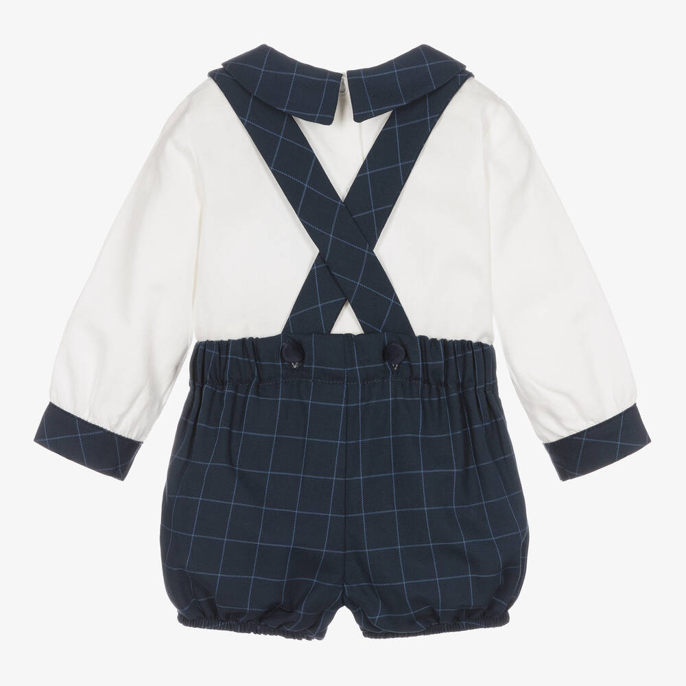 Piccola Speranza-Boys Blue Check Shorts Set | Childrensalon Outlet