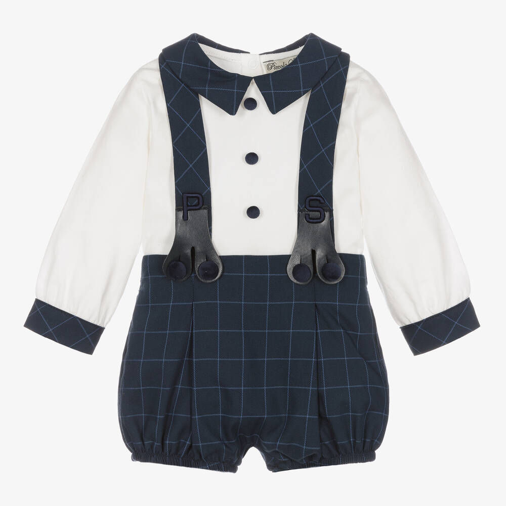 Piccola Speranza - Ensemble short bleu à carreaux Garçon | Childrensalon