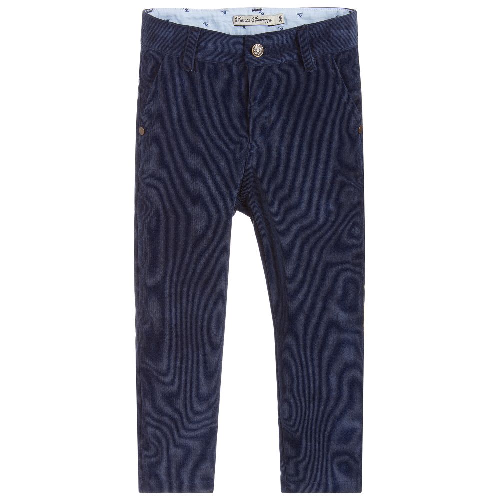 Piccola Speranza - Boys Blue Corduroy Trousers | Childrensalon