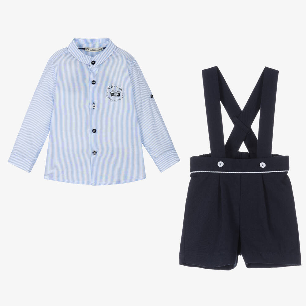 Piccola Speranza-طقم شورت أطفال ولادي قطن لون أزرق وكحلي | Childrensalon Outlet