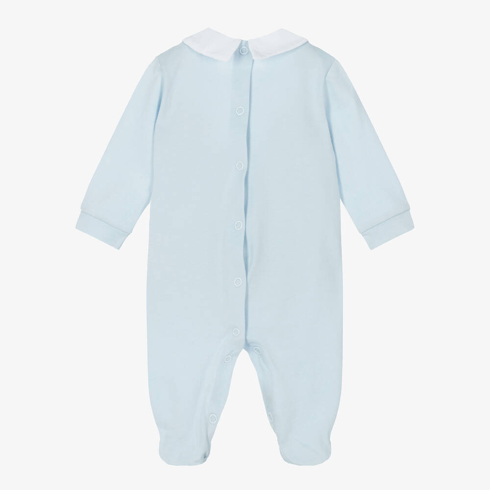 Piccola Speranza-Boys Blue & White Cotton Babygrow | Childrensalon Outlet