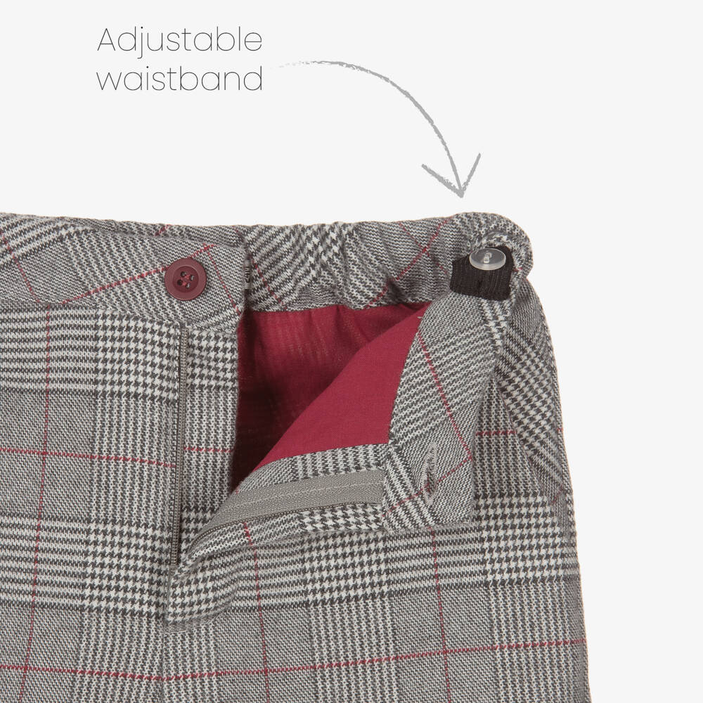 Piccola Speranza-طقم شورت كاروهات لون رمادي وعاجي للأولاد | Childrensalon Outlet