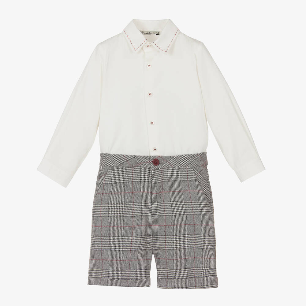 Piccola Speranza-Boys Classic Grey Shorts Ensemble | Childrensalon Outlet