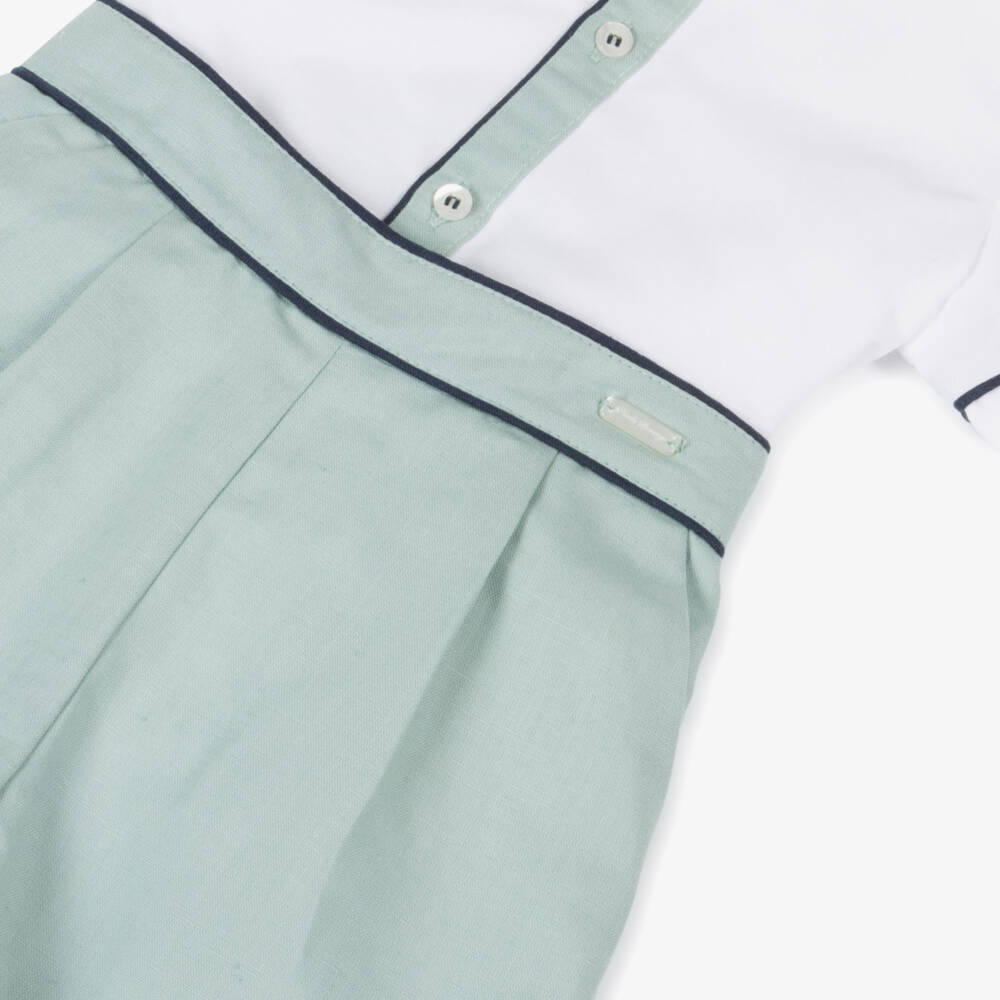 Piccola Speranza-Boys Classic White & Green Ensemble | Childrensalon Outlet