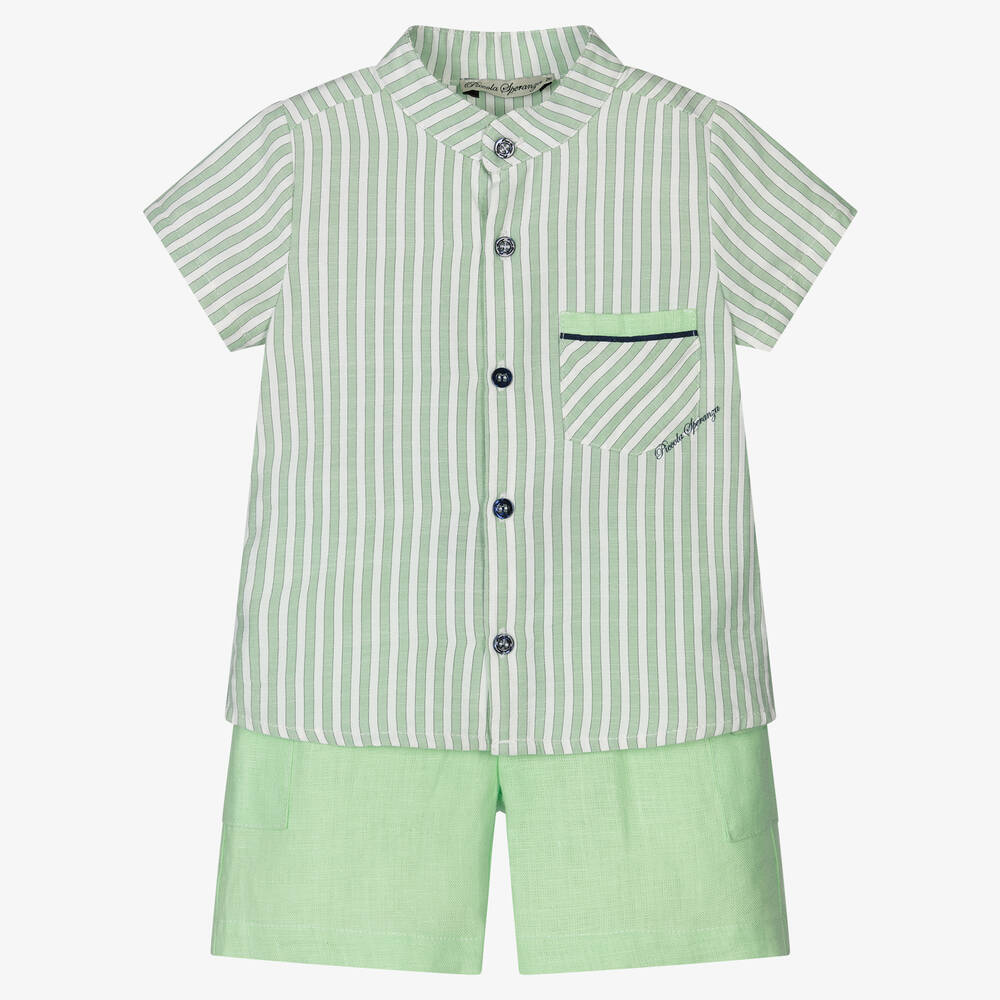Piccola Speranza - Зеленые шорты из хлопка и льна | Childrensalon