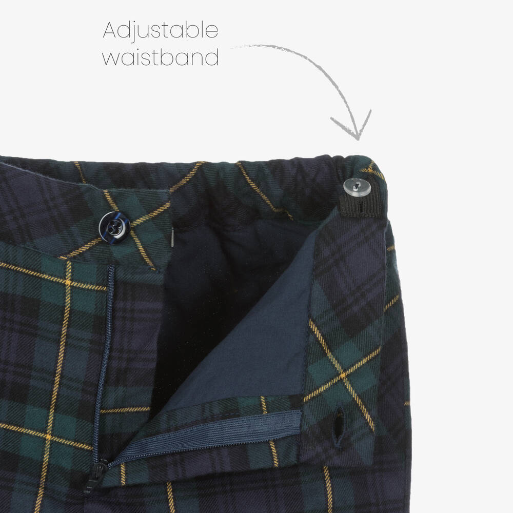 Piccola Speranza-طقم بنطلون قطن بوبلين تارتان لون أخضر للأولاد | Childrensalon Outlet