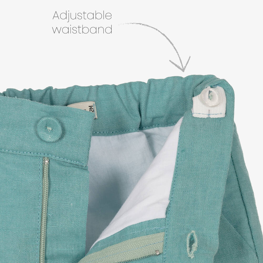 Piccola Speranza-Boys Green & White Linen Shorts Set | Childrensalon Outlet