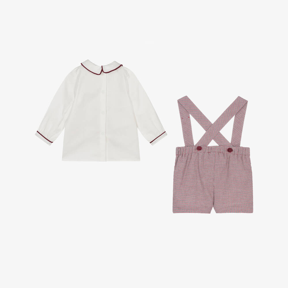 Piccola Speranza-Boys Ivory Shirt and Burgundy Shorts | Childrensalon Outlet