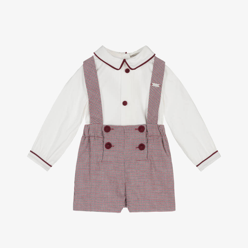 Piccola Speranza-Boys Ivory Shirt and Burgundy Shorts | Childrensalon Outlet