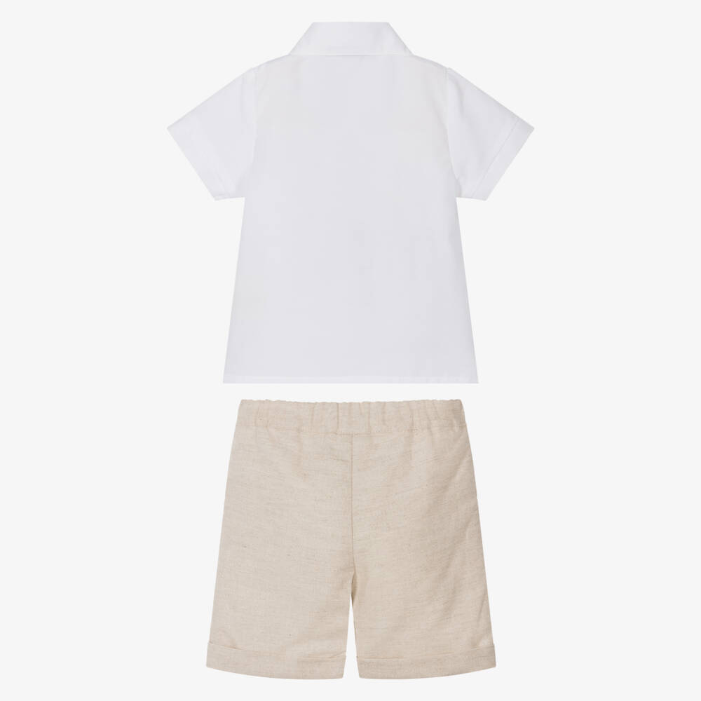Piccola Speranza-Boys Ivory Top & Tan Bottoms Ensemble | Childrensalon Outlet