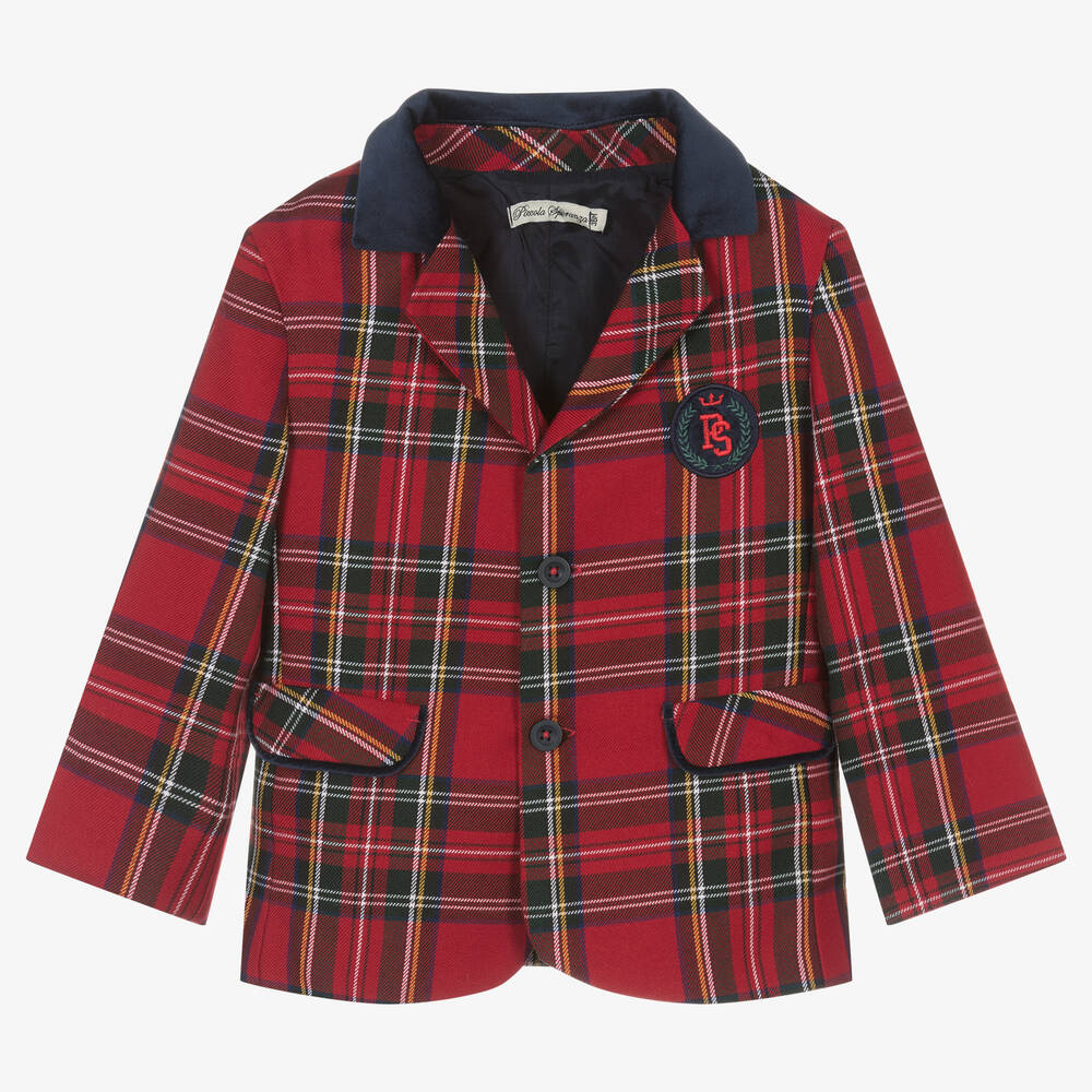 Piccola Speranza - Boys Red Tartan Blazer | Childrensalon