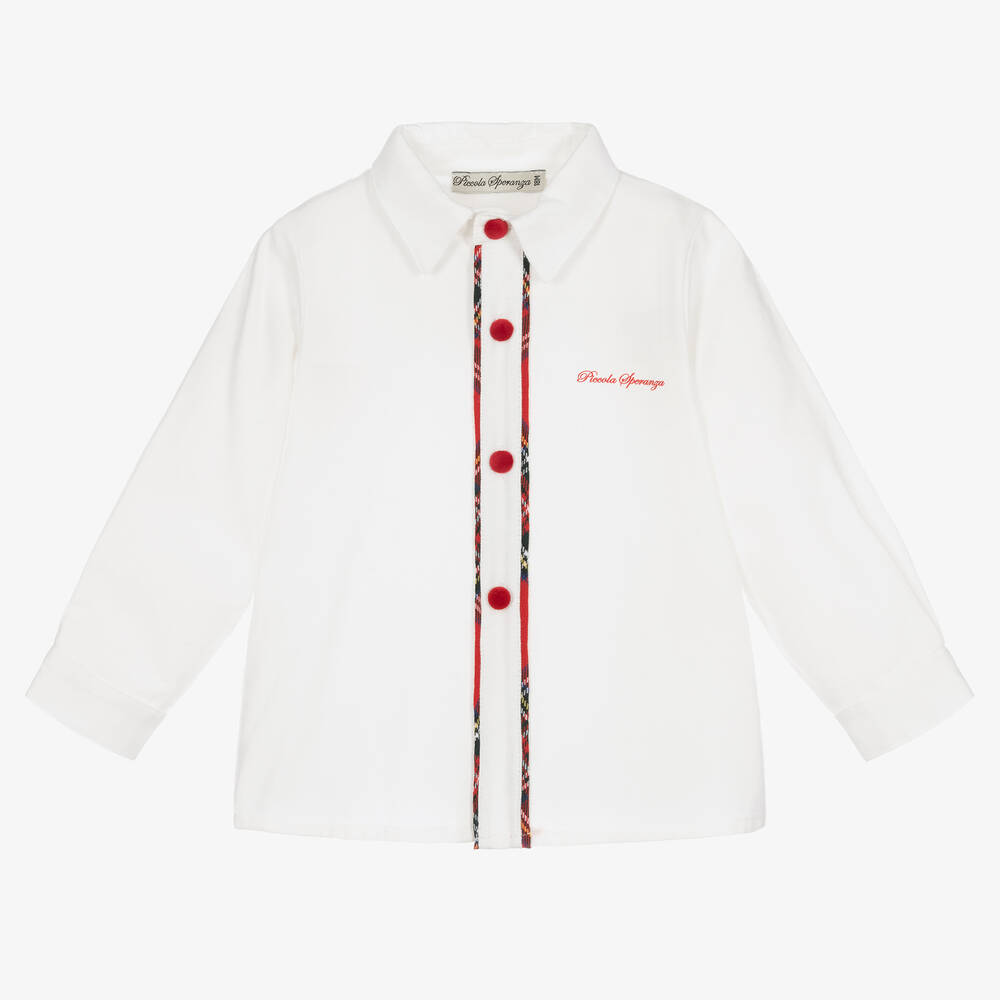 Piccola Speranza-Boys Red Tartan Shorts Set | Childrensalon Outlet
