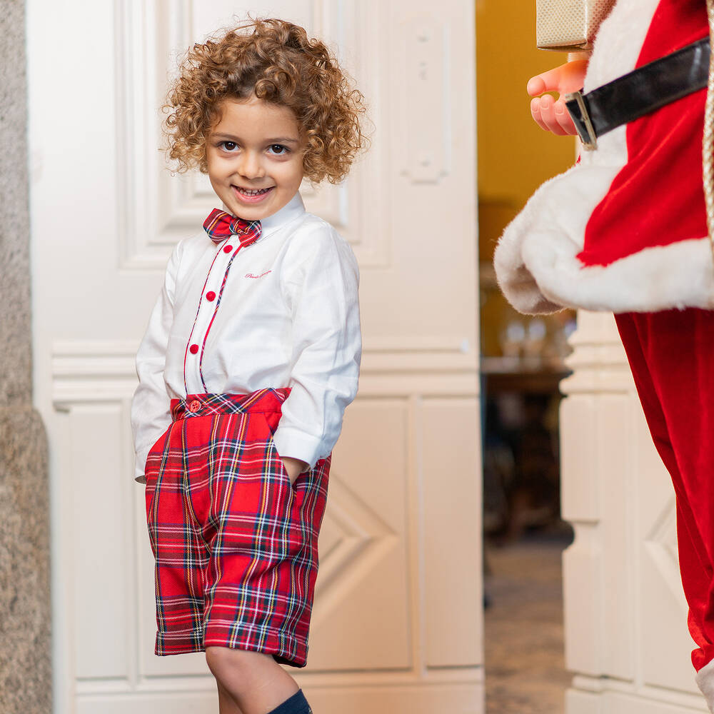 Piccola Speranza Boys Red Tartan Shorts Set Childrensalon Outlet