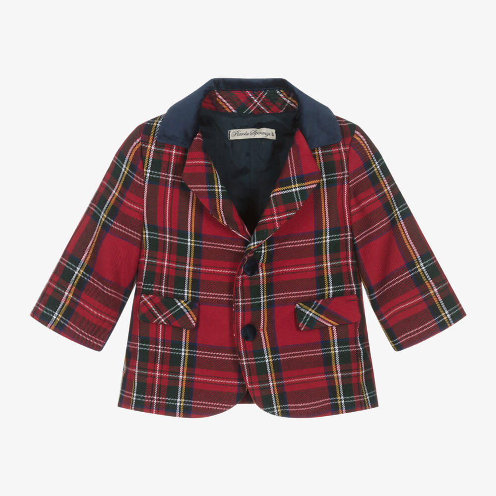 Piccola Speranza-Пиджак в красную тартановую клетку для мальчиков | Childrensalon Outlet