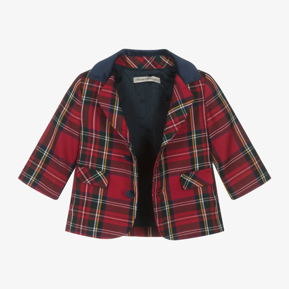 Piccola Speranza-Boys Tartan Red Blazer | Childrensalon Outlet